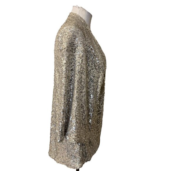 Cable & Gauge Sequin Jacket L Large Gold Wedding Formal Party Cruise Holiday NEW - Picture 7 of 12